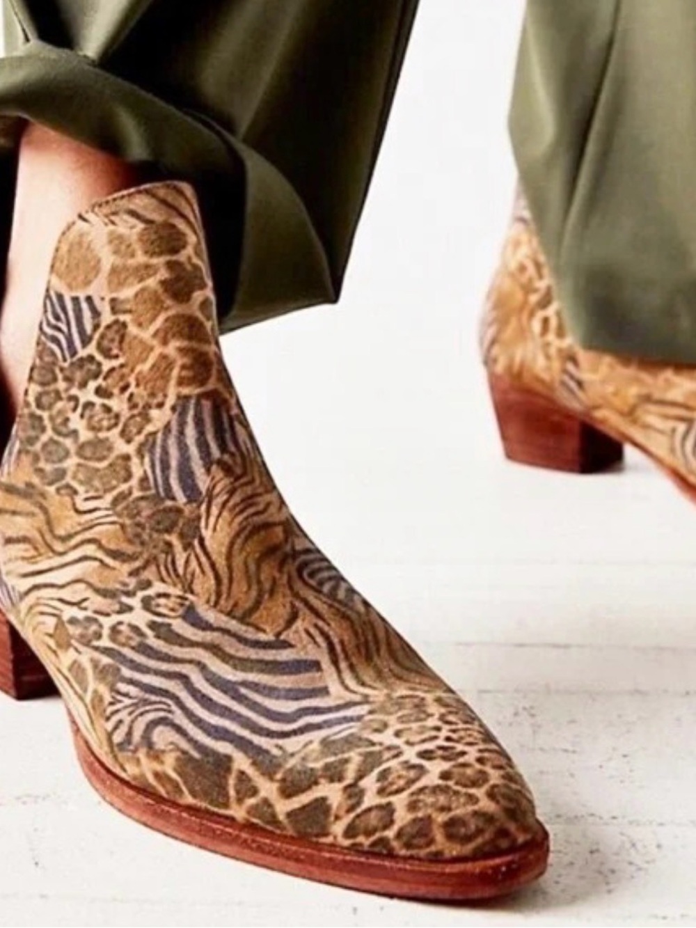 NIB Free People Animal Charm Double V Booties Multi-print boots size 38